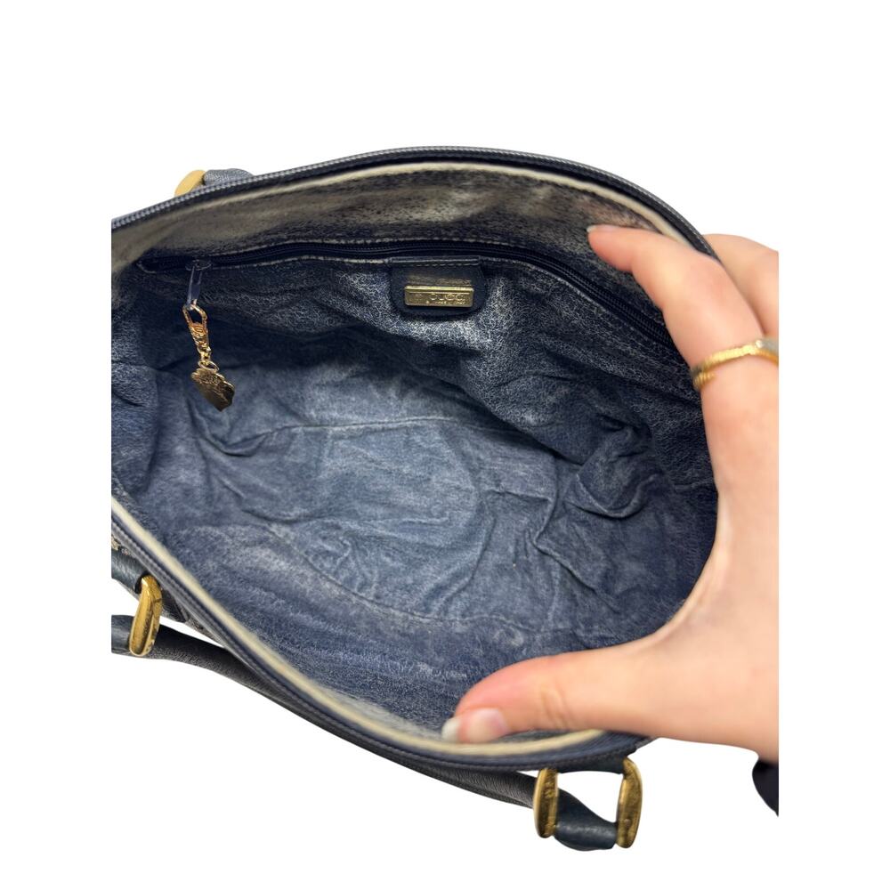 Gucci Vintage GG Supreme Navy Boston Bag – Monogram Canvas Leather Top Handle - Picture 11 of 14